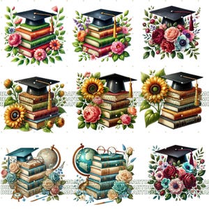 122 PNG Graduation clipart bundle, diploma clipart, graduation hat ,graduation cap, college clipart, Commercial Use, Digital Download image 11