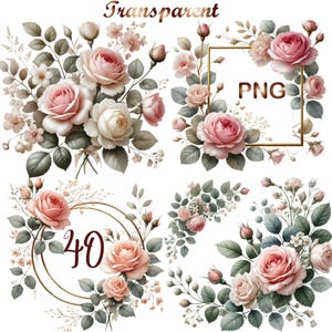 40 PNG Wedding Flowers Clipart bundle, Festive Wedding Illustrations Designs, Spring flowers art,Digital Download, Unlimited Commercial Use