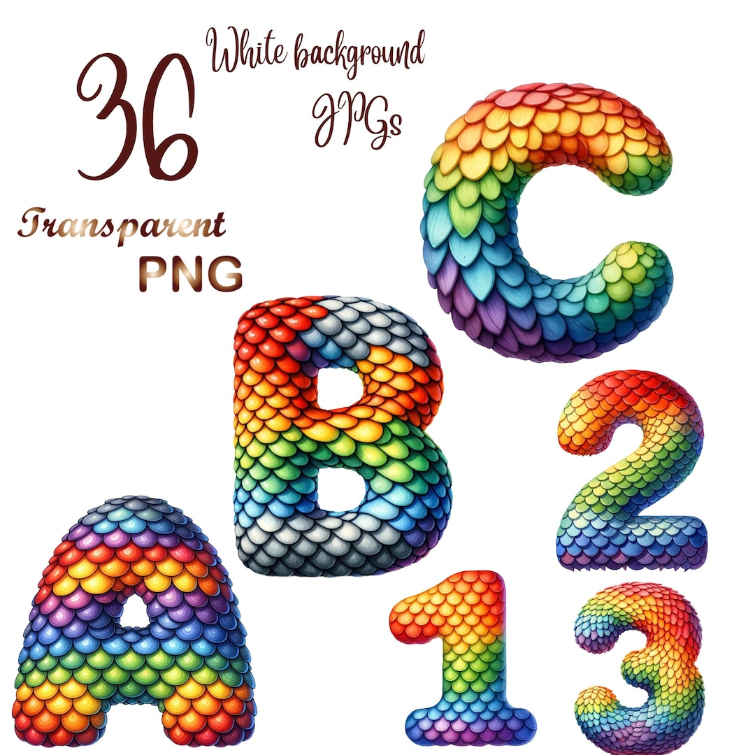 36 PNG, Watercolor Dragon Skin Alphabet Collection Clipart,dragon Skin ...