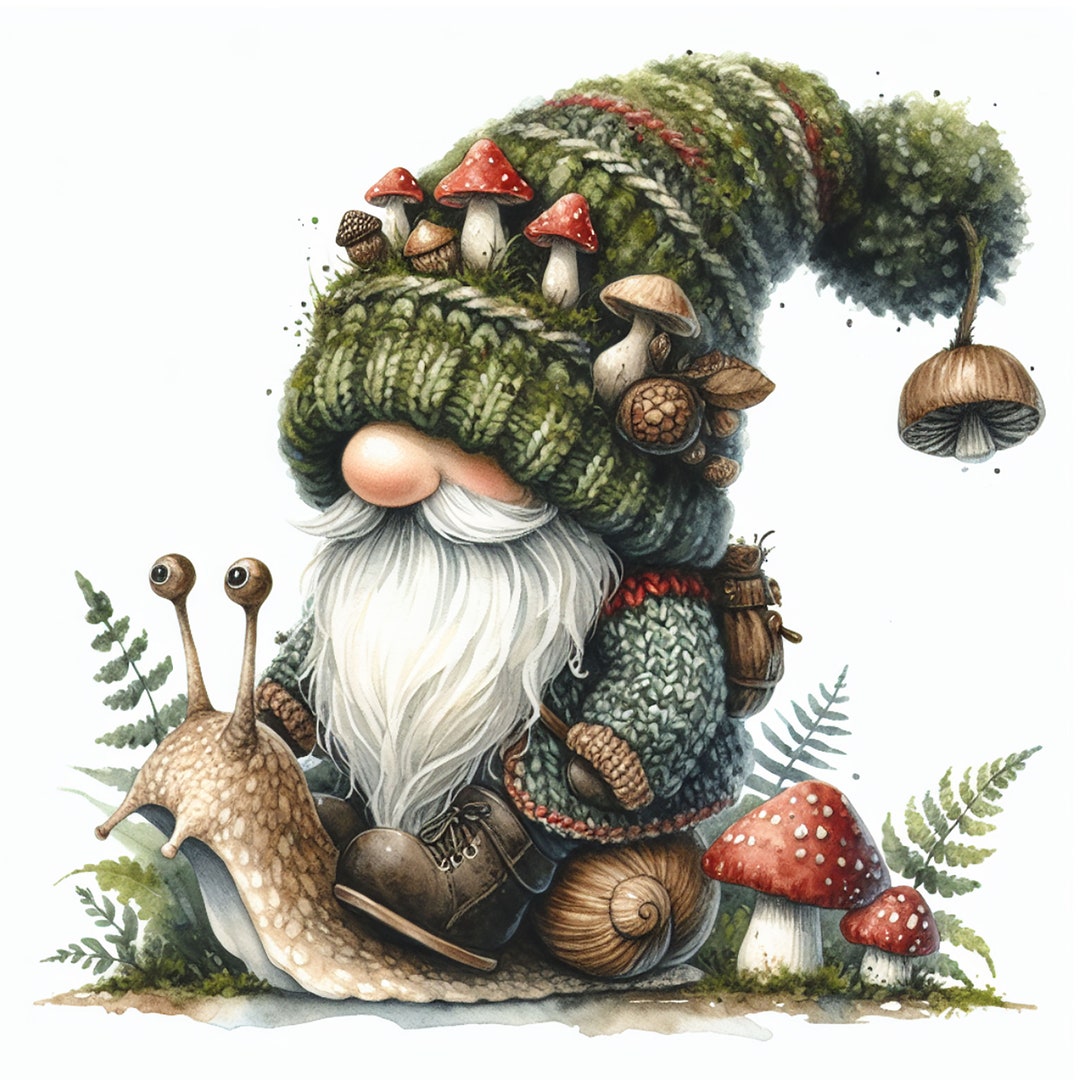 24 Jpgs, Mushroom Gnome Clipart Bundle,gnome Clipart,garden Gnome With ...