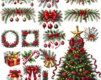 100 PNG Christmas garland clipart, Christmas Border png, merry christmas png,sublimation design,Xmas clipart,Digital Download,Commercial use