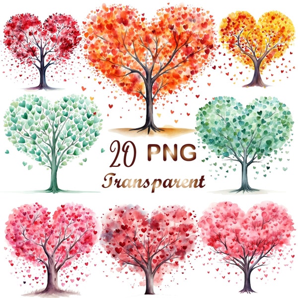 20 Valentinstag PNG, Herz Baum Valentinstag Clip Art, Liebe Clipart, transparent PNG, romantische Liebe Clipart, kommerzielle Nutzung