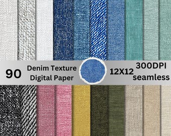 Denim Texture Digital Papers | 90 Seamless Jeans Backgrounds | Scrapbook & Design | Denim  Backgrounds Paper