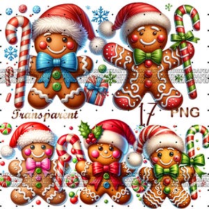 17 Gingerbread PNG, Christmas clipart, Winter clipart, Holiday clipart,Graphics Gingerbread, Festive clipart,Digital Download,Commercial USe