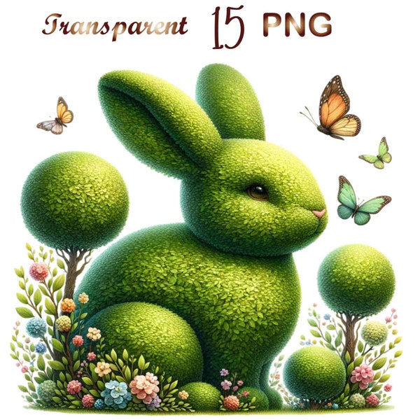 15 Bunny topiary clipart, Cute bunny clipart, bunny clipart cute bunny, bunny rabbit clipart, floral bunny clipart, baby bunny clipart