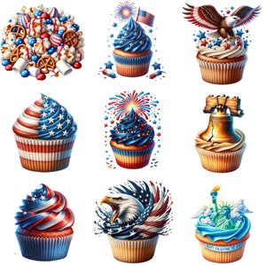 25 JPGs, 4th of july cupcakes clipart,4th of july desserts,cute 4th of july clipart,4th of july baking,4th of july cookies,4th july stickers