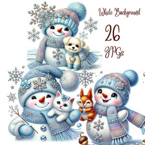 26 JPGs, Pastel Blue Snowman Clipart, Snowman clip art,Christmas Clipart, Digital Download,Card Making,Mixed Media,Digital Paper Craft