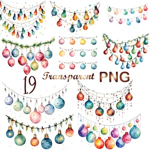19 Watercolor Christmas light pastel, PNG,Christmas clipart, Christmas sublimation, Christmas light clipart,Digital Download,Commercial USe