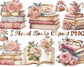 Floral book png, Book lover png, reading png, bookworm png, bookish png, sublimation design, book lovers png, png, book clipart,bookworm png