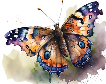 10 Watercolor Butterfly  Clipart JPGs,Commercial Use,Digital Download,Card Making, Mixed Media, Digital Paper Craft , Clipart Butterfly
