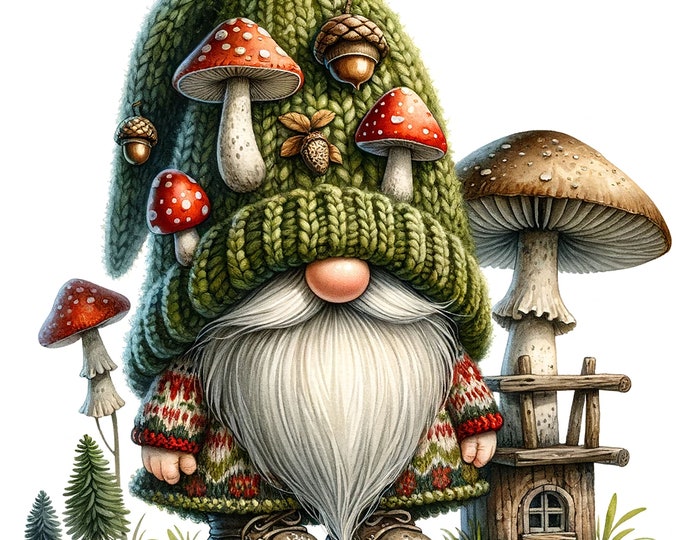 Mushroom Gnome Clipart Bundle, 31png Gnome Clipart,garden Gnome With ...