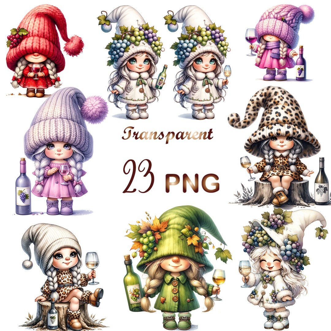 23 PNG, Wine Gnome Bundle Clipart, Drunk Gnome PNG, Gnome Png ...