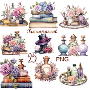 25PNG, Watercolor Victorian style Clipart png, Victorian Ladies PNG, Victorian Lady PNG, Vintage Books PNG, Digital Download, Commercial USe