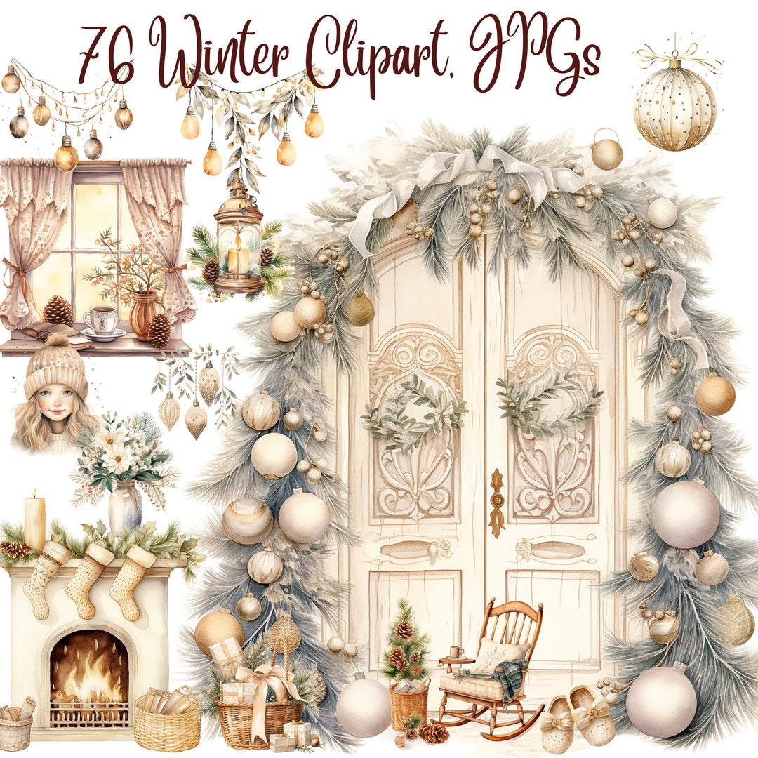 76 Jpgs, Cozy Winter Clipart, Winter Houses, Cozy Clipart, Winter ...