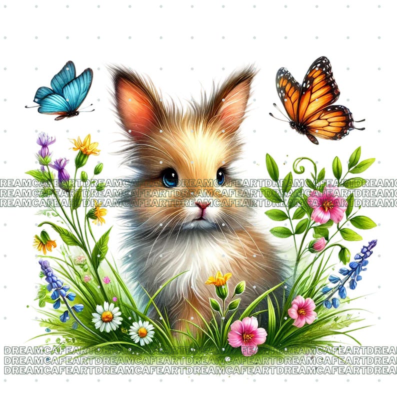 26 PNG Watercolor Rabbit Floral Clipart, Cute Bunny Floral Clipart ...