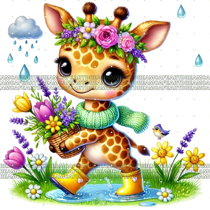 Spring Giraffe 31 PNG Spring Baby Giraffe Clipart, Cute Giraffe PNG Bundle, Hello ...