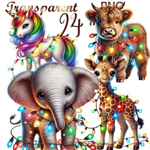 24 PNG Christmas Animals Clipart bundle, Animals Illustrations designs, Instant Digital Download, Unlimited Commercial Use Crafts