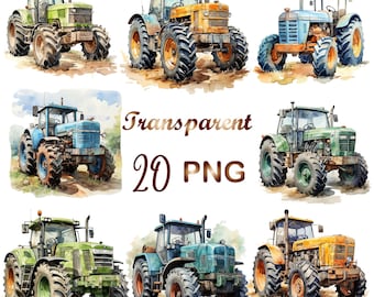20 PNG Watercolor Farm Tractor, Rusty Tractor, Tractor Farm png, Farm,Tractor Sublimation,Commercial use,Digital Download,Watercolor Clipart