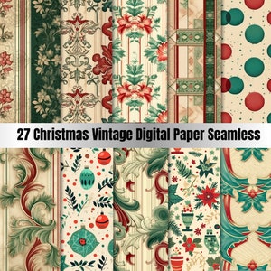 24 Seamless  Christmas Vintage Digital Paper, Christmas flower Background Seamles, Xmas Floral Backdrop,Download Junk Journal,Scrapbooking