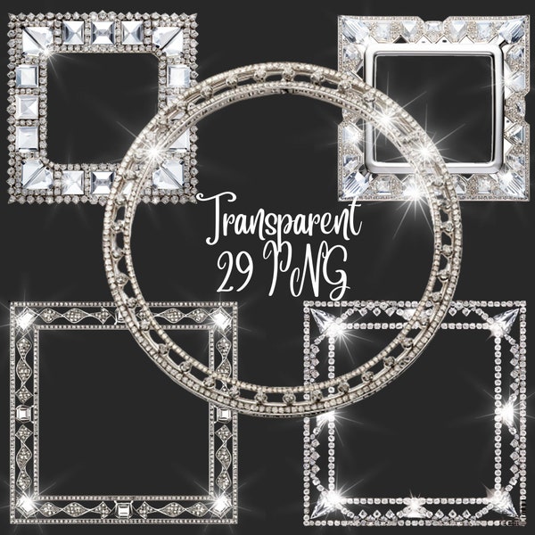 29 Diamond Frames Clipart PNG, Diamond Frame Clipart Bundle,  Transparent Background, Digital Download, PNG Graphics, Tree Commercial Use