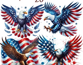 20 PNG Patriotic Eagle USA clipart bundle, American Eagle clipart, 4th of July digital print, Sublimation, Digital Download,Commercial Use