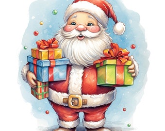 10 JPGs, Santa Claus Clipart, High Quality JPGs, Digital Download - Card Making, Mixed Media, Digital Paper Craft, Christmas clipart