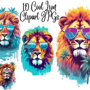 10 Watercolor Lion,  Fullbody lion, relaxing lion, lion family, JPGs, Commercial use, Digital Download,Printable art, Watercolor Clipart
