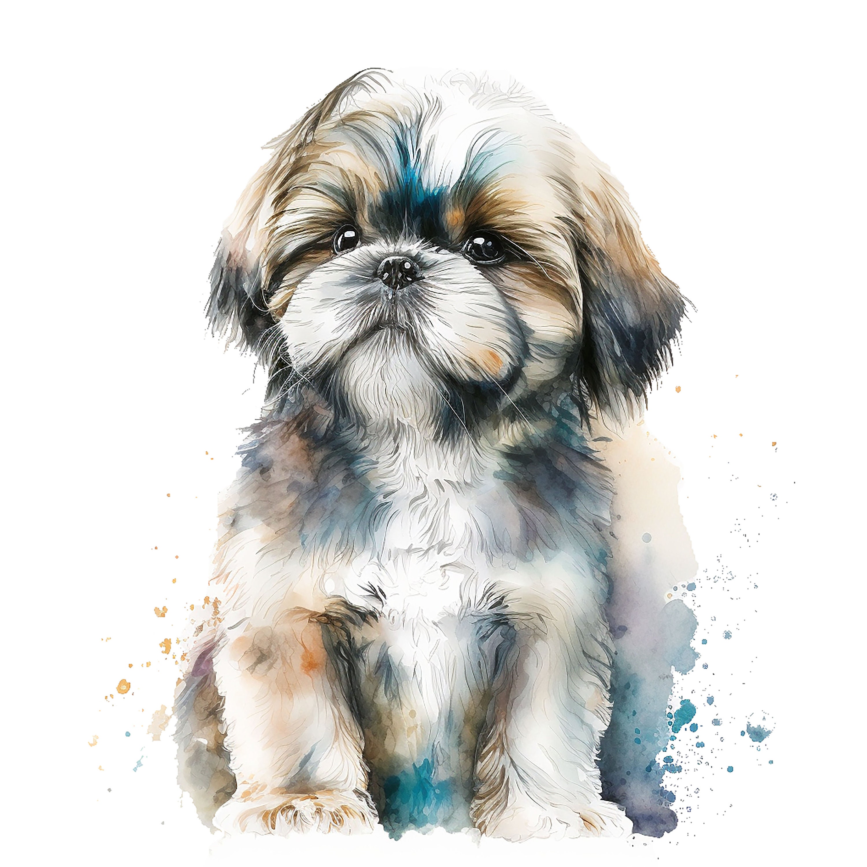 10 Shih Tzu Puppy Clipart Jpgs, High Quality Jpgs, Watercolor Clipart ...