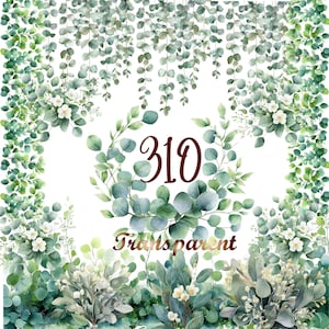 310 PNG set 2 Eucalyptus leaves clipart,Green Leaf,Greenery Watercolor Clipart,Greenery Bundle Clipart,Botanical Clipart,Wedding Clipart
