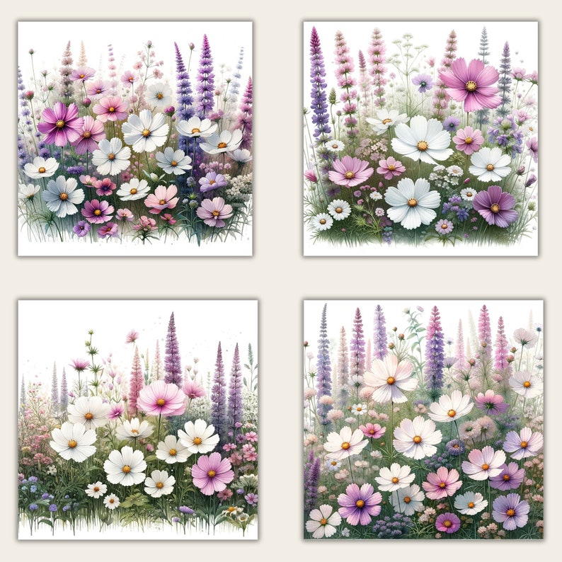 10 Watercolor Wildflowers Digital Paper Set, Spring Flowers Junk ...