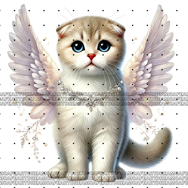 Angelic Cat 40 PNG, Cute Angelic Cats Clipart Bundle, Angelic Cats Png, Heavenly ...