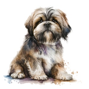 10 Lhasa Apso Clipart  JPGs, High Quality JPGs, Watercolor Clipart, Digital Download, Card Making,Clip Art, Digital Paper Craft, Lhasa Apso