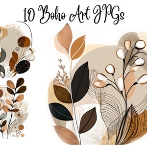 9 Boho Flowers Clipart, Boho Clipart, JPGs, Commercial use, Digital Download,Watercolor Clipart,Card Making,Clip Art,Digital Paper Craft