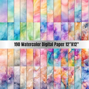 190 Carta digitale per acquerello, gradiente di colori arcobaleno, texture di sfondo per acquerello, texture acquerello stampabile pastello brillante