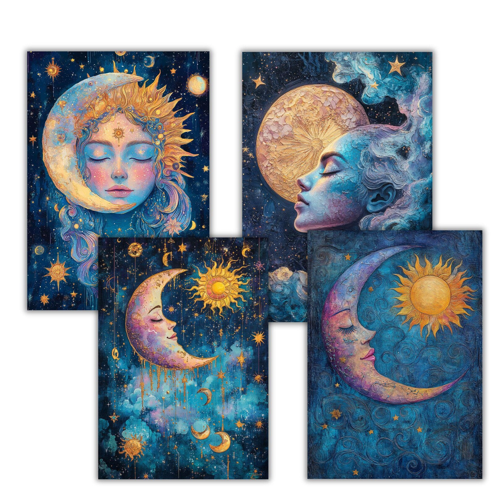 40 Mystical Moon Junk Journal Pages, Digital Scrapbook Paper Kit ...