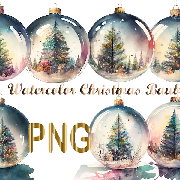 14 Watercolor Christmas Bauble png, Bauble  png, Watercolor Christmas Bauble png, Mixed Media,Digital Paper Craft,Sublimation,Commercial USe