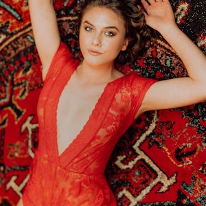 Hidden Intimates Sheer Reversible Red Lace Teddy - Etsy