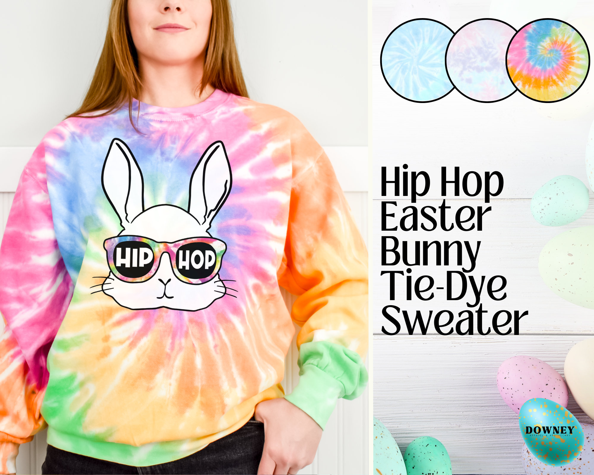 Hip Hop Tie Dye Easter Sweater Groovy Easter Bunny - Etsy