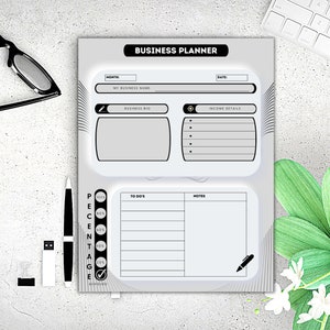 Planificador de negocios limpio / Planificación de negocios / Planificador de negocios / Plan de negocios 2023 / Plantilla Canva
