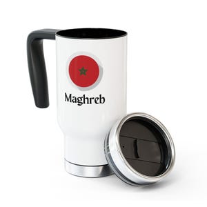 Morocco, Maghreb, Le Maroc Flag Stainless Steel Travel Mug with Handle, 14oz