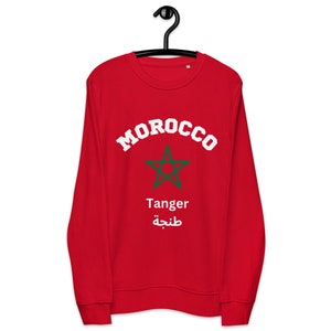 Morocco Tanger طنجة, Red Flag Unisex organic sweatshirt
