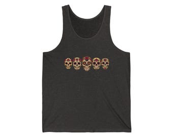 Sugar Skull Tank Top - American Traditional Tattoo Style, Day of the Dead
