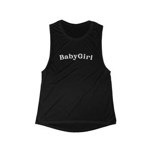 BabyGirl tank | Scoop Muscle Tank Top, Feminine Script Logo