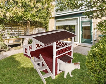 Verdachte Zeeanemoon West Outdoor cat house insulated - Etsy België