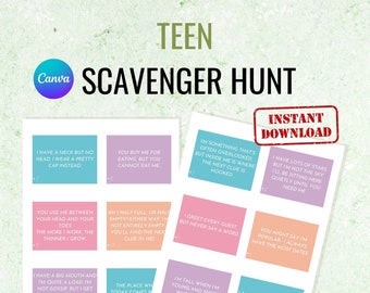 Easter Scavenger Hunt For Teens | Scavenger Hunt Game Older Kids Editable | Teenagers Easter Activity | Canva Instant Download