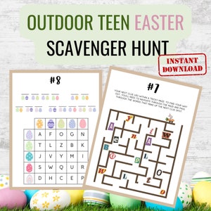 Outdoor Teen Easter Scavenger Hunt| Outdoor Easter Egg Activity | Game for Older Kids | Easter Hunt Clues Teenager | Instant Download