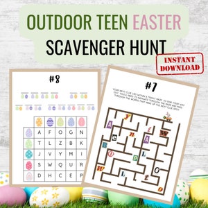 Búsqueda del tesoro de Pascua para adolescentes al aire libre / Actividad de huevos de Pascua al aire libre / Juego para niños mayores / Pistas de búsqueda de Pascua para adolescentes / Descarga instantánea