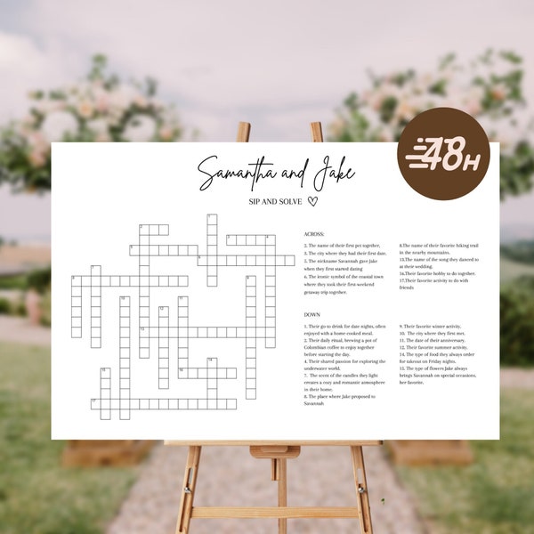 Wedding Crossword Puzzle Etsy