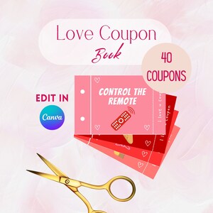 Libro de cupones de amor editable para él / Cupón de San Valentín personalizable Canva / Regalo de cupón de amor imprimible / Vales de amor para cumpleaños /