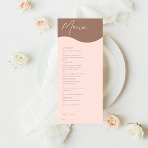 Menu di nozze minimalista modificabile/semplicistico carta alimentare per matrimonio Beige/modello Canva digitale/costume menu in terracotta pastello/BLISS